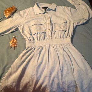 Long sleeve light blue dress